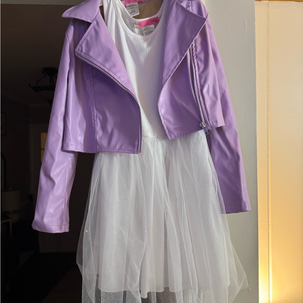 Lavender Jacket with White Dress Set